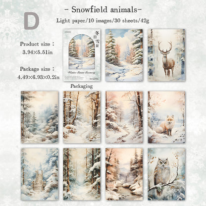 Winter Snow Scene Paper 30pcs