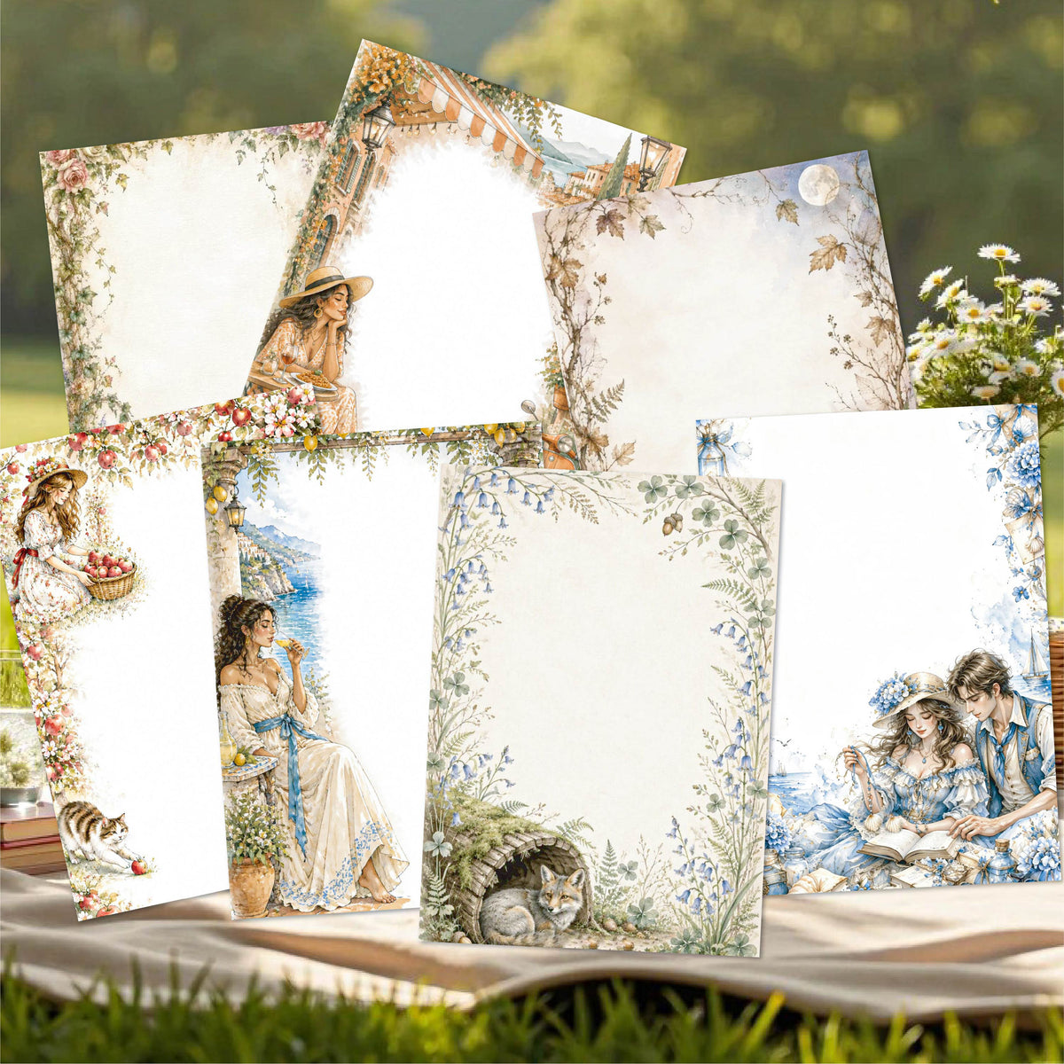 Soft Rhyme Floral Frame Sticker 24pcs