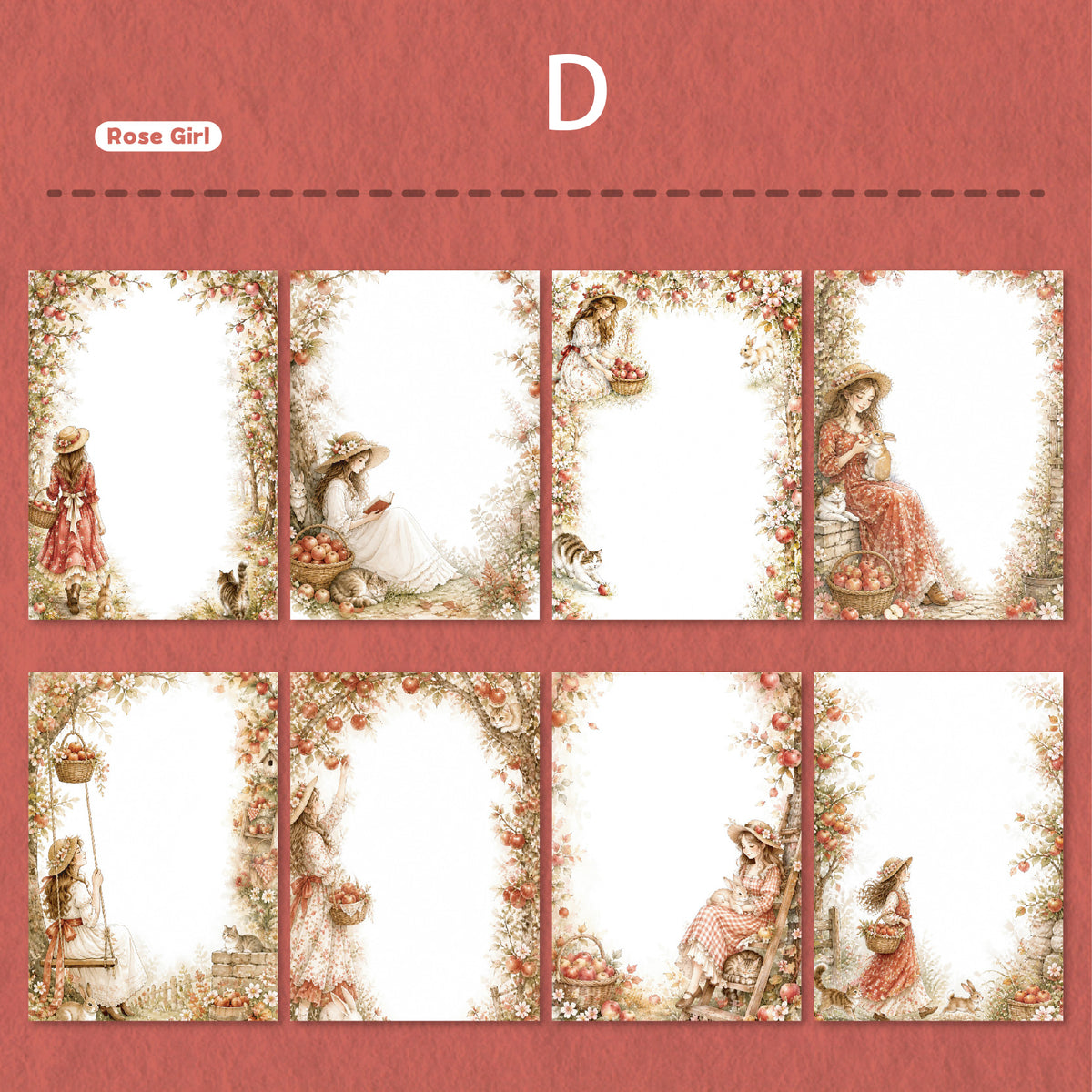 Soft Rhyme Floral Frame Sticker 24pcs