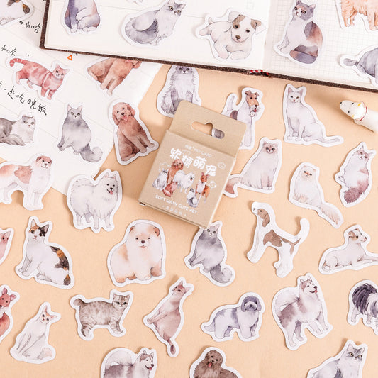Soft Waxy Cute Pet Stickers 45pcs