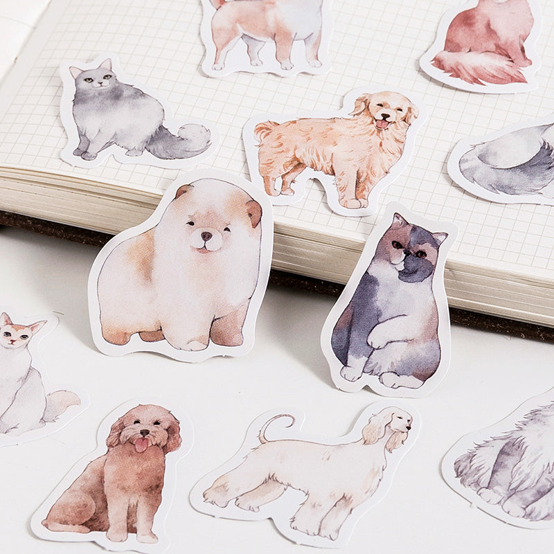 Soft Waxy Cute Pet Stickers 45pcs