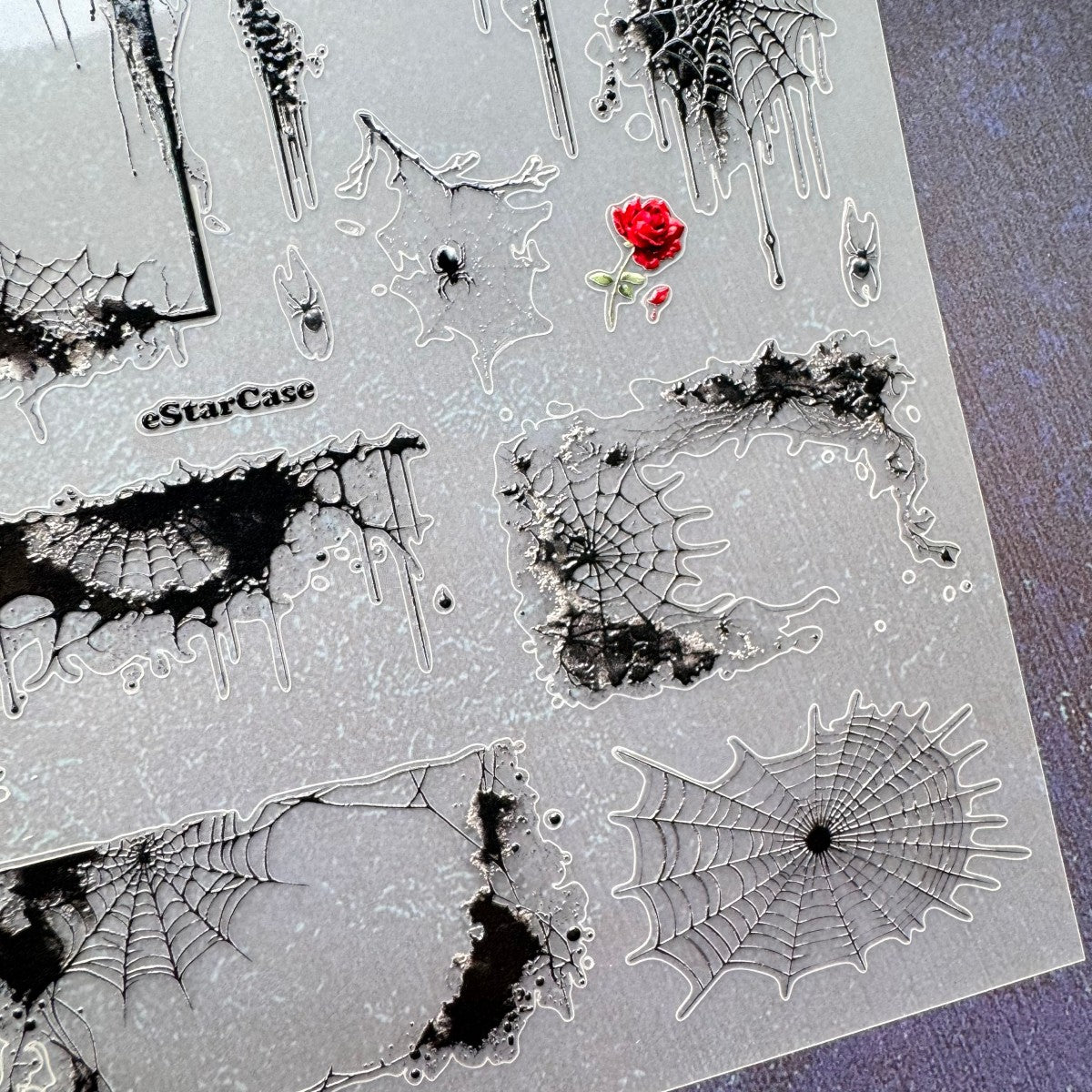 Spider Web Embossed Sticker 1pcs