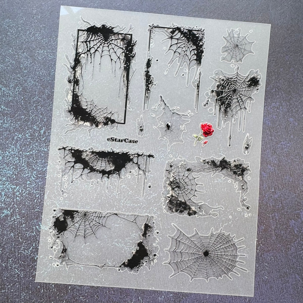 Spider Web Embossed Sticker 1pcs