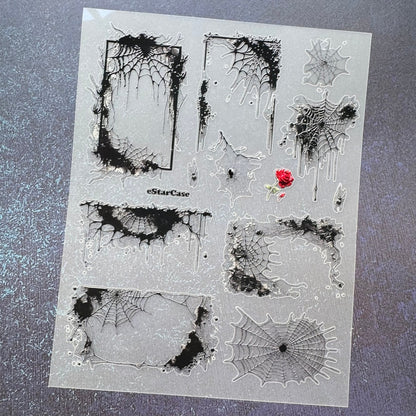 Spider Web Embossed Sticker 1pcs