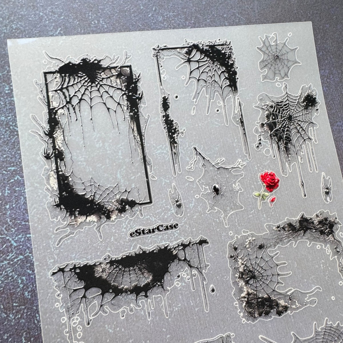 Spider Web Embossed Sticker 1pcs