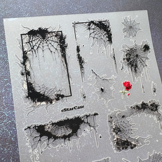 Spider Web Embossed Sticker 1pcs