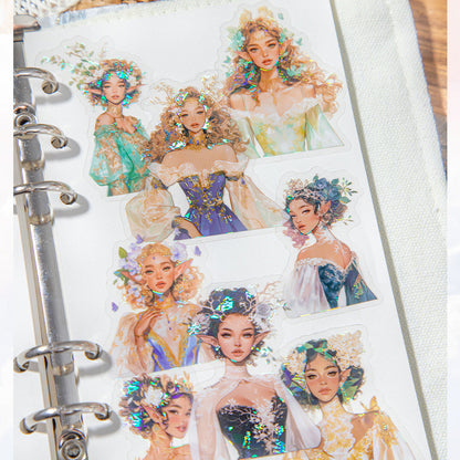 Spring Flower Girl Stickers 10pcs