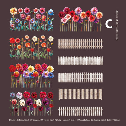 Spring Mountain Flower Vine Sticker 20pcs