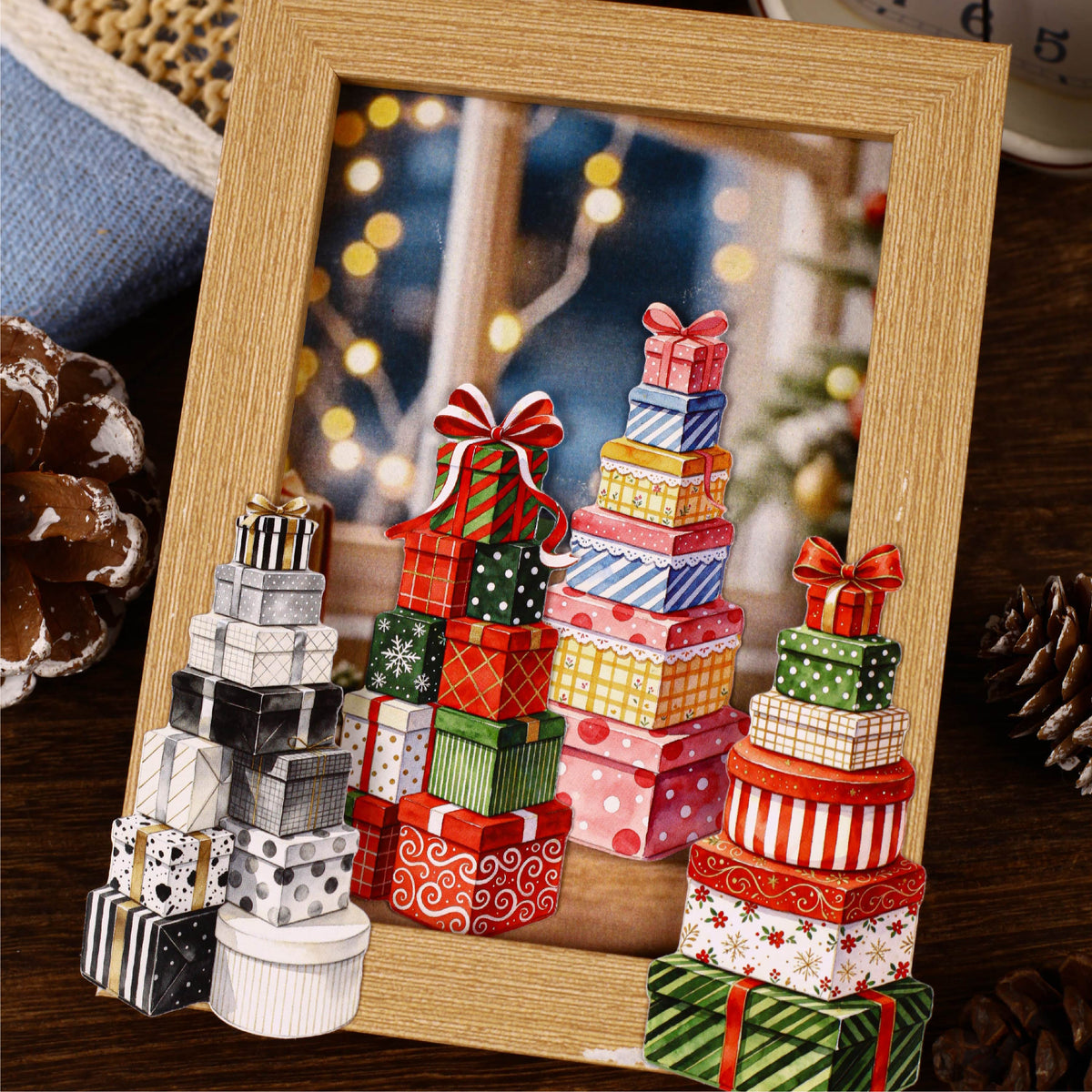 Stacked Gift Party Sticker 8pcs
