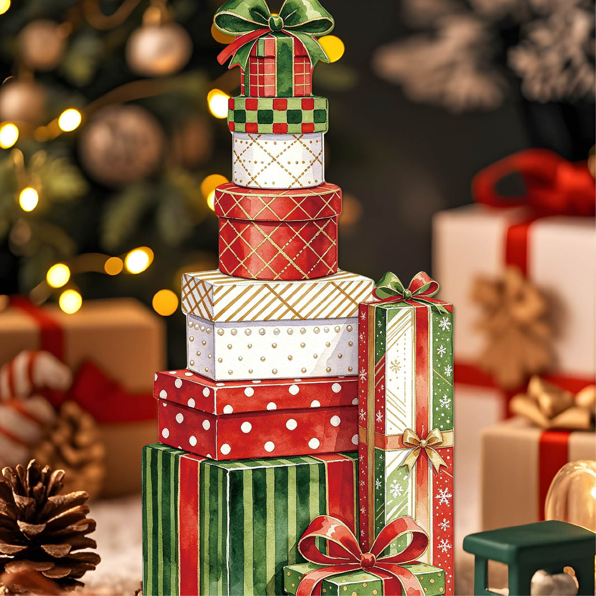 Stacked Gift Party Sticker 8pcs