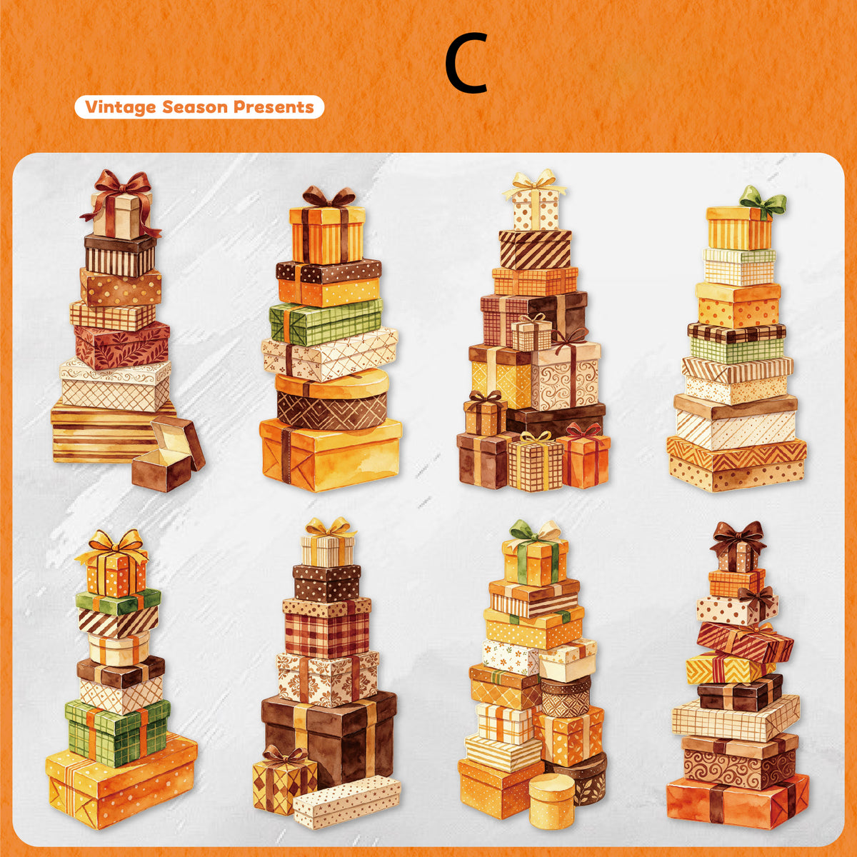 Stacked Gift Party Sticker 8pcs