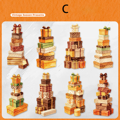 Stacked Gift Party Sticker 8pcs