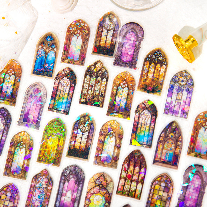Stained Glass Art Stickers 60pcs