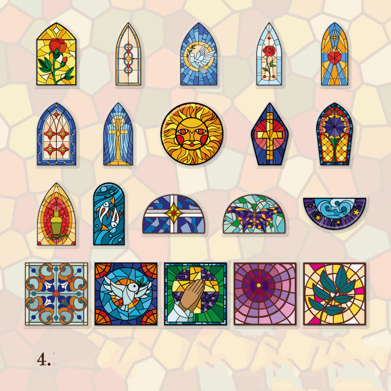 Stained Glass Art Stickers 60pcs