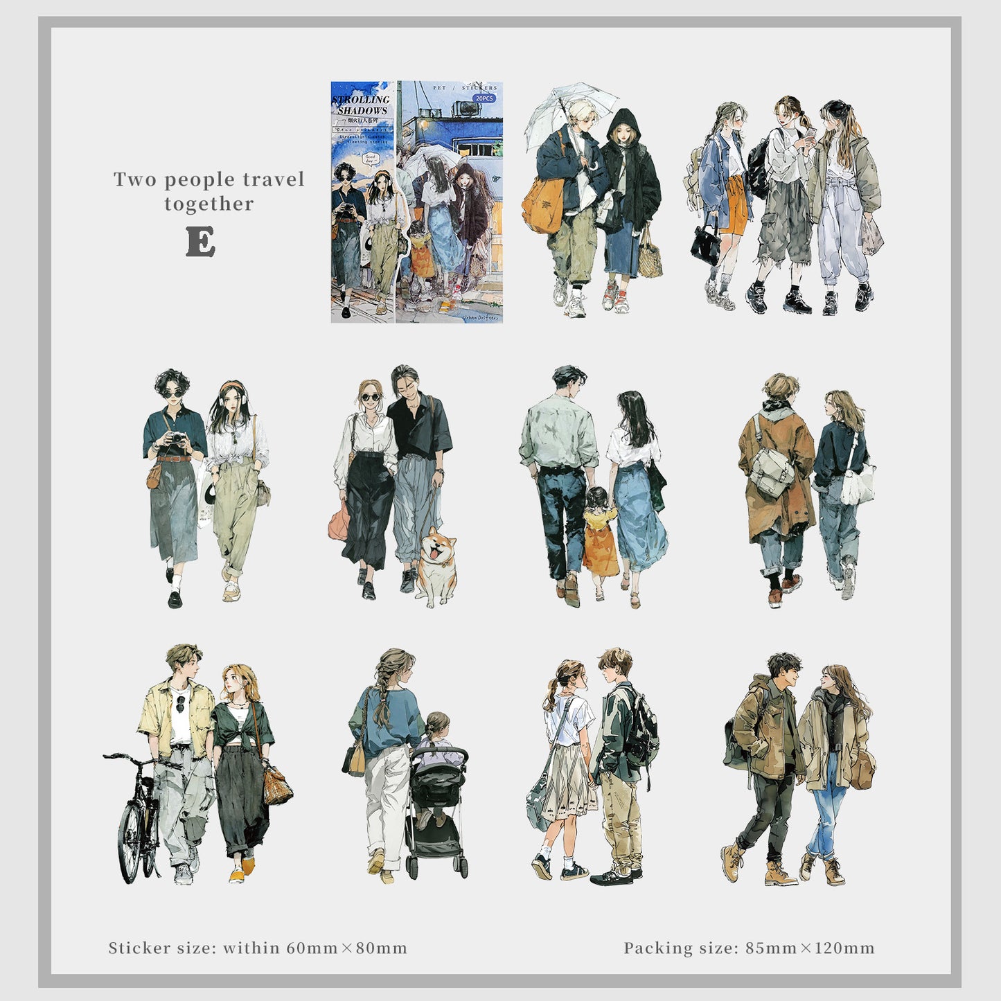 Strolling Shadows Sticker 20pcs