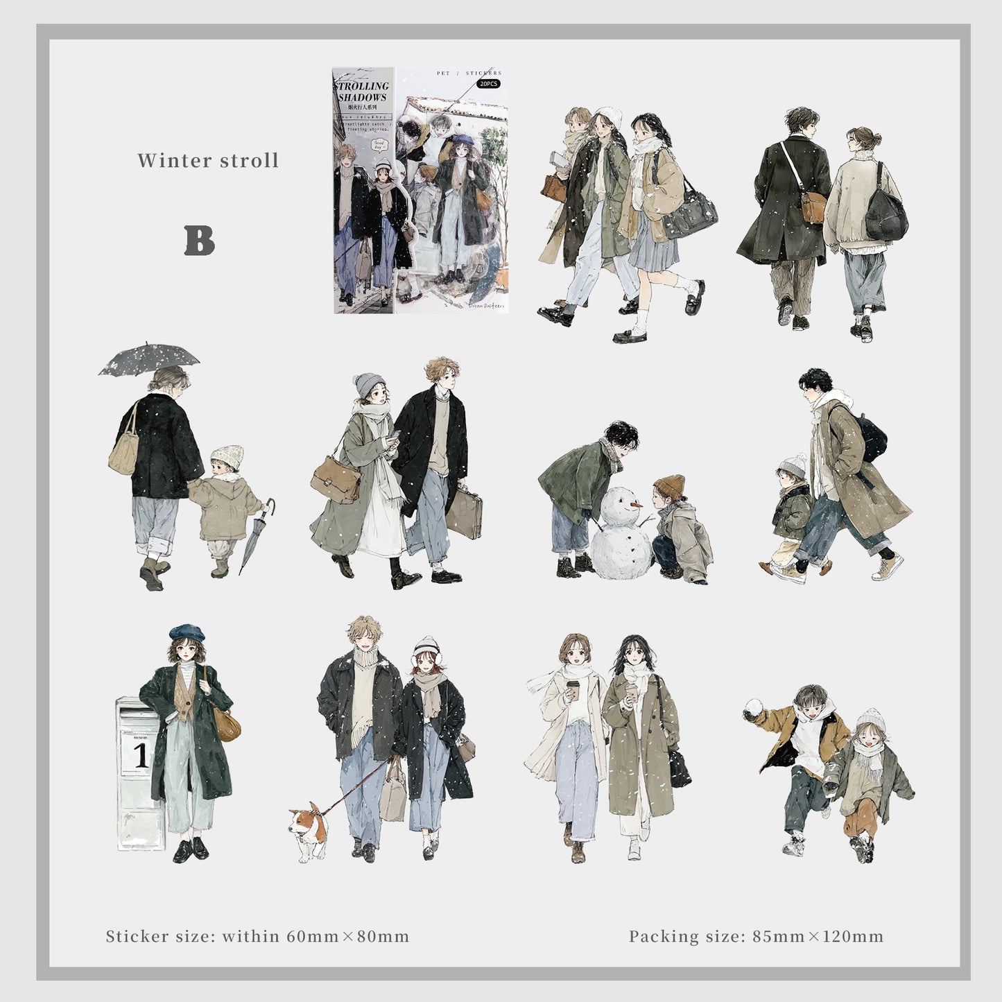 Strolling Shadows Sticker 20pcs