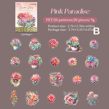 Succulent Scenery Stickers 20pcs