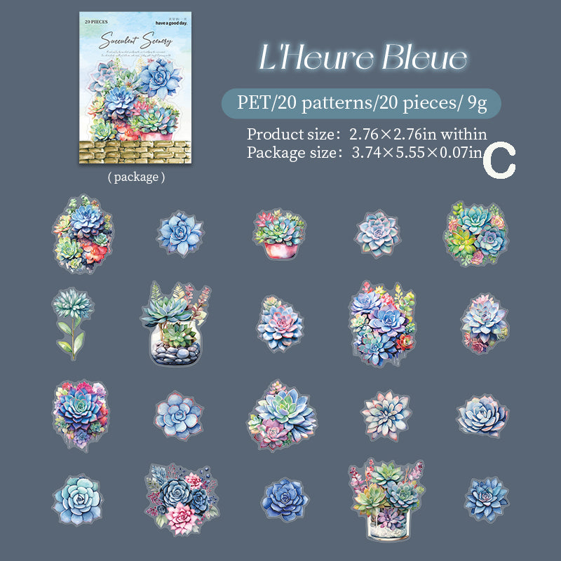 Succulent Scenery Stickers 20pcs