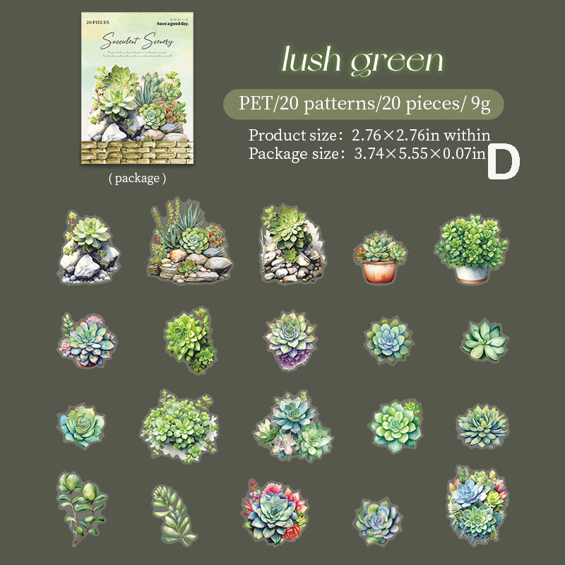 Succulent Scenery Stickers 20pcs