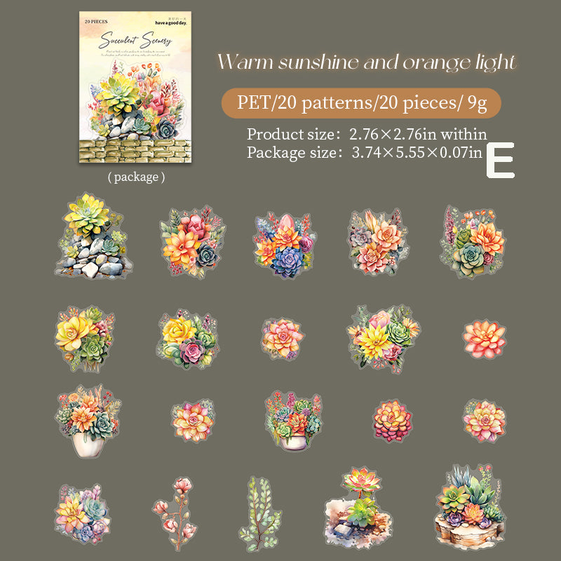 Succulent Scenery Stickers 20pcs