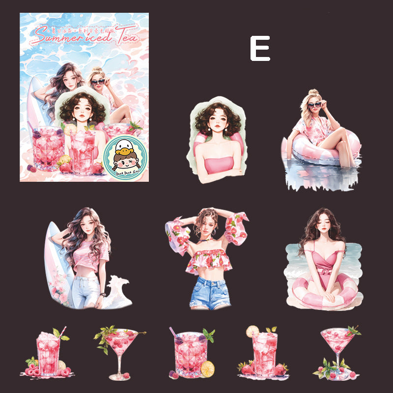 Summer Iced Tea Stickers 10pcs