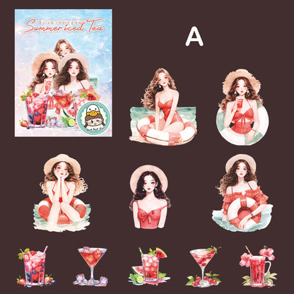 Summer Iced Tea Stickers 10pcs