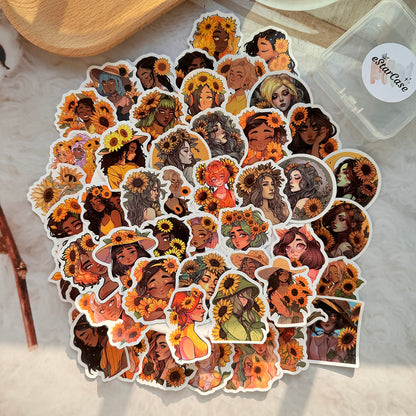 Sunflower Girl Stickers 50pcs