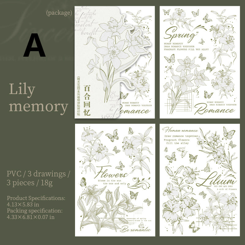 Sunny Garden Rub-on Sticker 3pcs