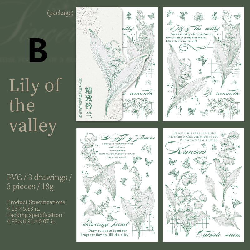 Sunny Garden Rub-on Sticker 3pcs