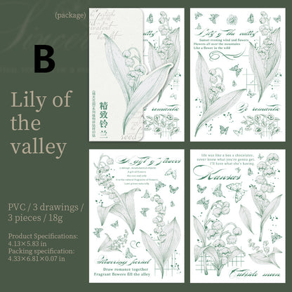 Sunny Garden Rub-on Sticker 3pcs