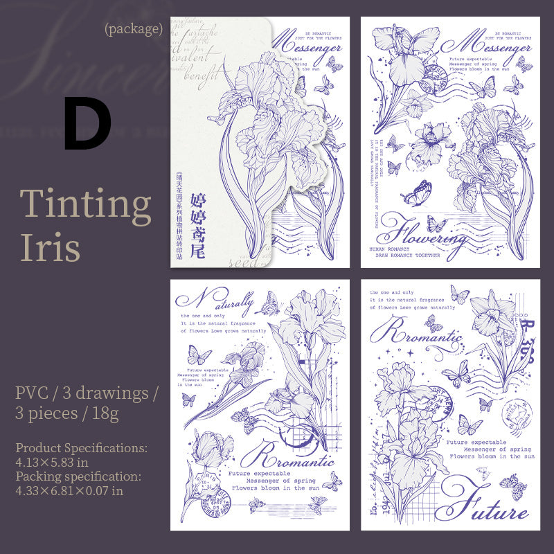 Sunny Garden Rub-on Sticker 3pcs