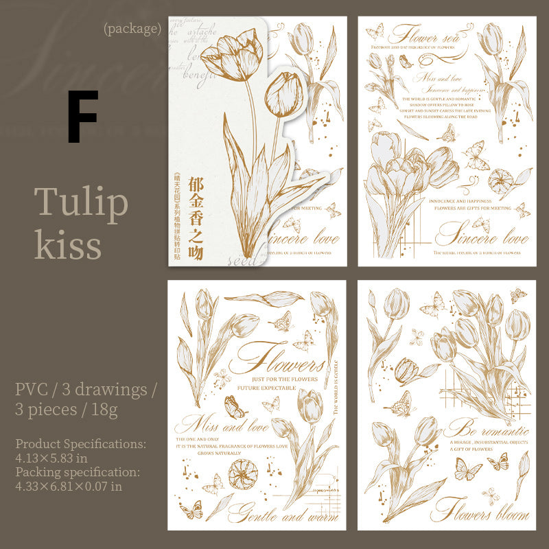 Sunny Garden Rub-on Sticker 3pcs