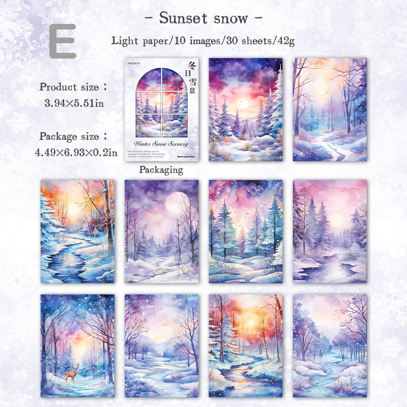 Winter Snow Scene Paper 30pcs