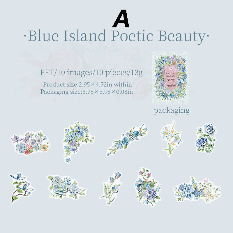 Texture Flower Collection Sticker 10pcs