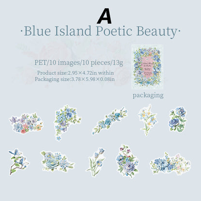 Texture Flower Collection Sticker 10pcs