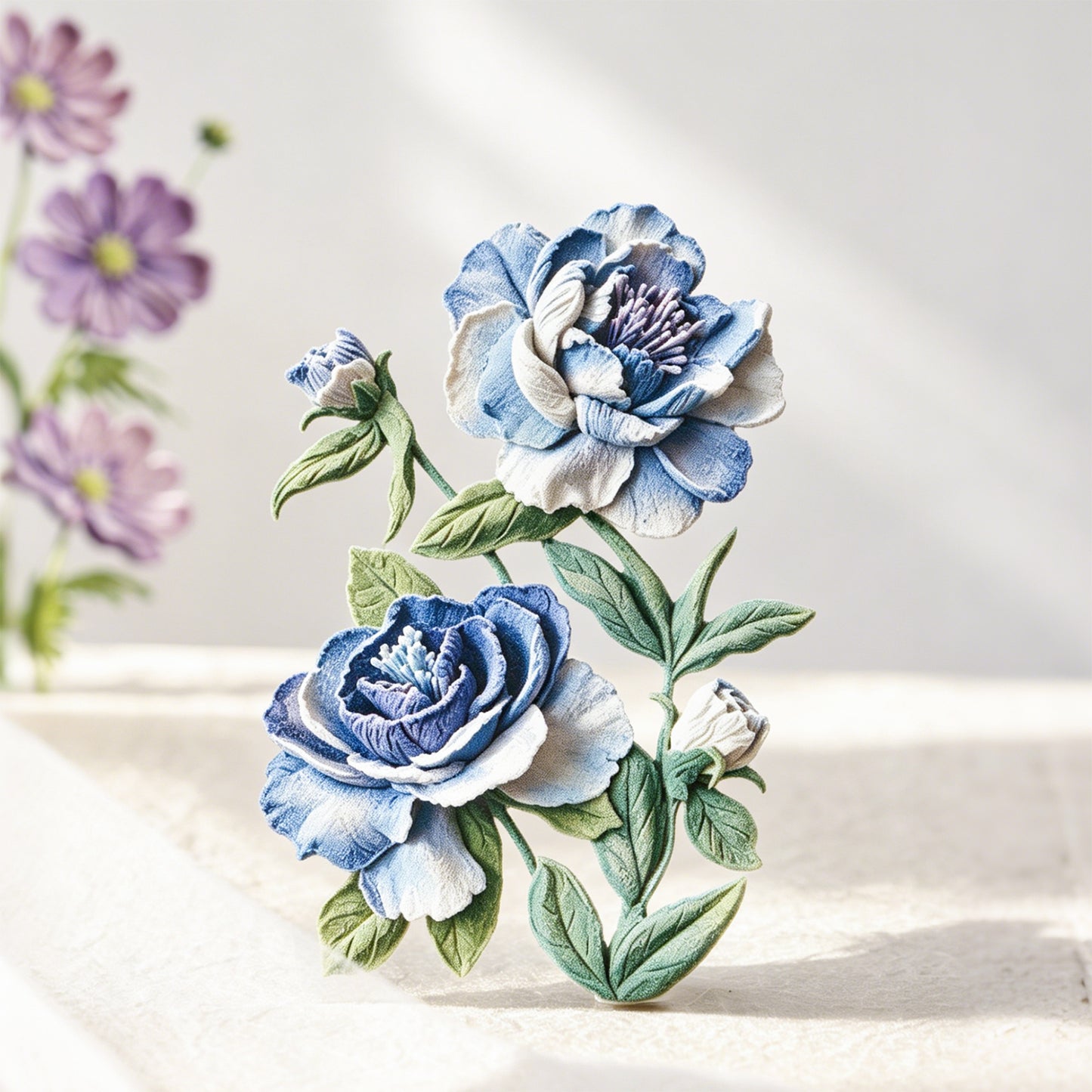 Texture Flower Collection Sticker 10pcs