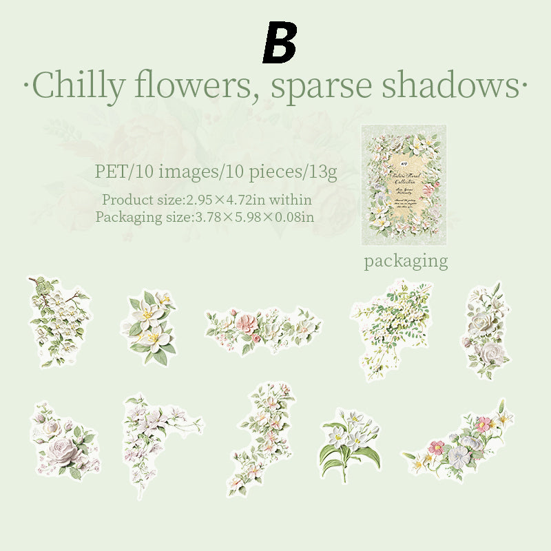 Texture Flower Collection Sticker 10pcs