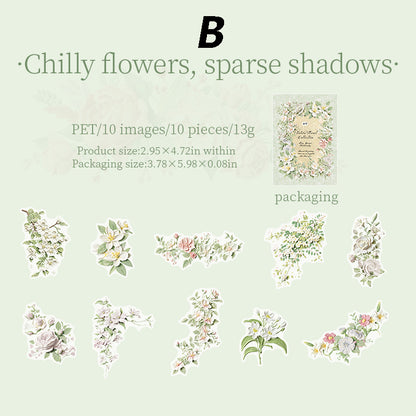Texture Flower Collection Sticker 10pcs