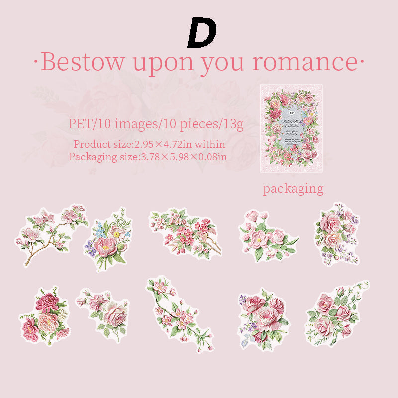 Texture Flower Collection Sticker 10pcs
