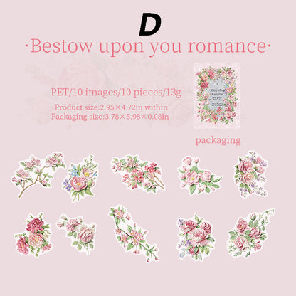 Texture Flower Collection Sticker 10pcs