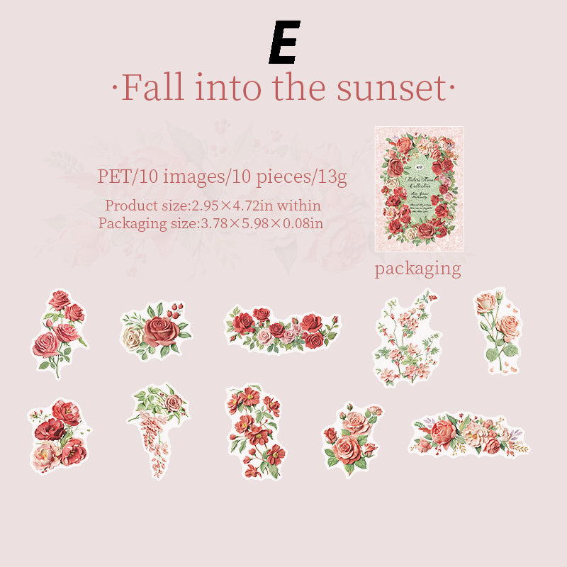 Texture Flower Collection Sticker 10pcs