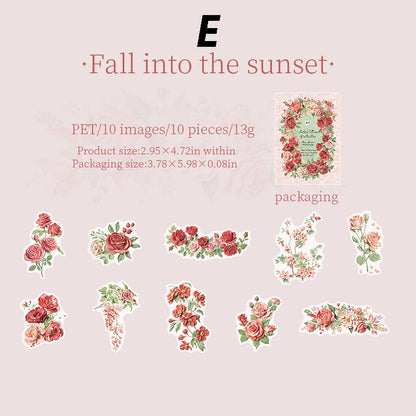 Texture Flower Collection Sticker 10pcs