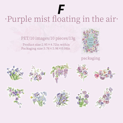 Texture Flower Collection Sticker 10pcs