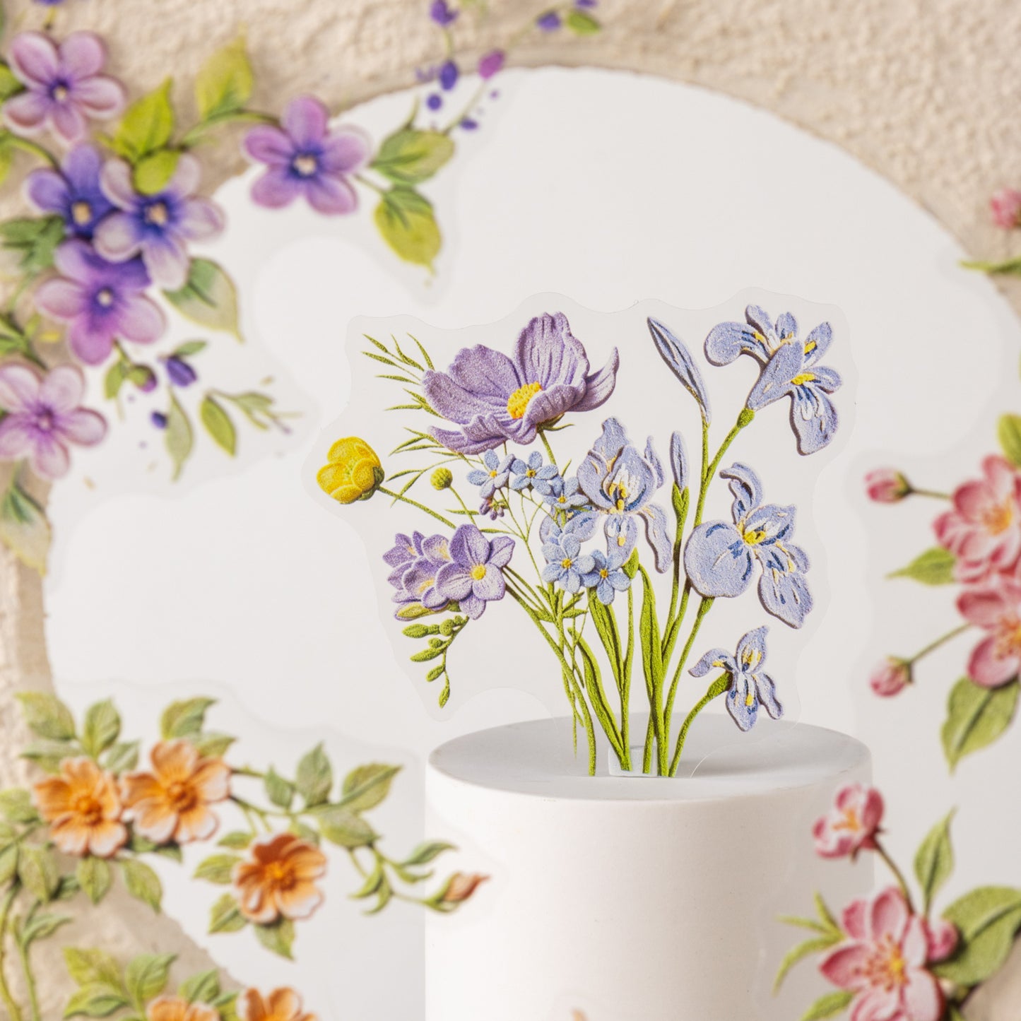 Texture Flower Collection Sticker 10pcs