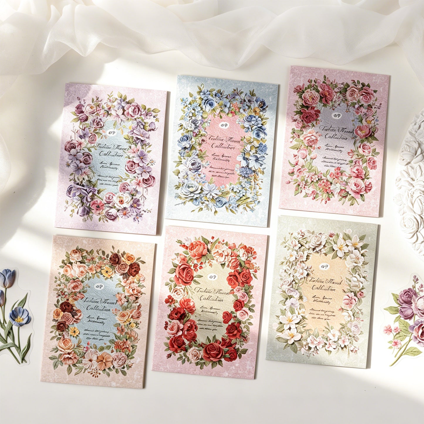 Texture Flower Collection Sticker 10pcs