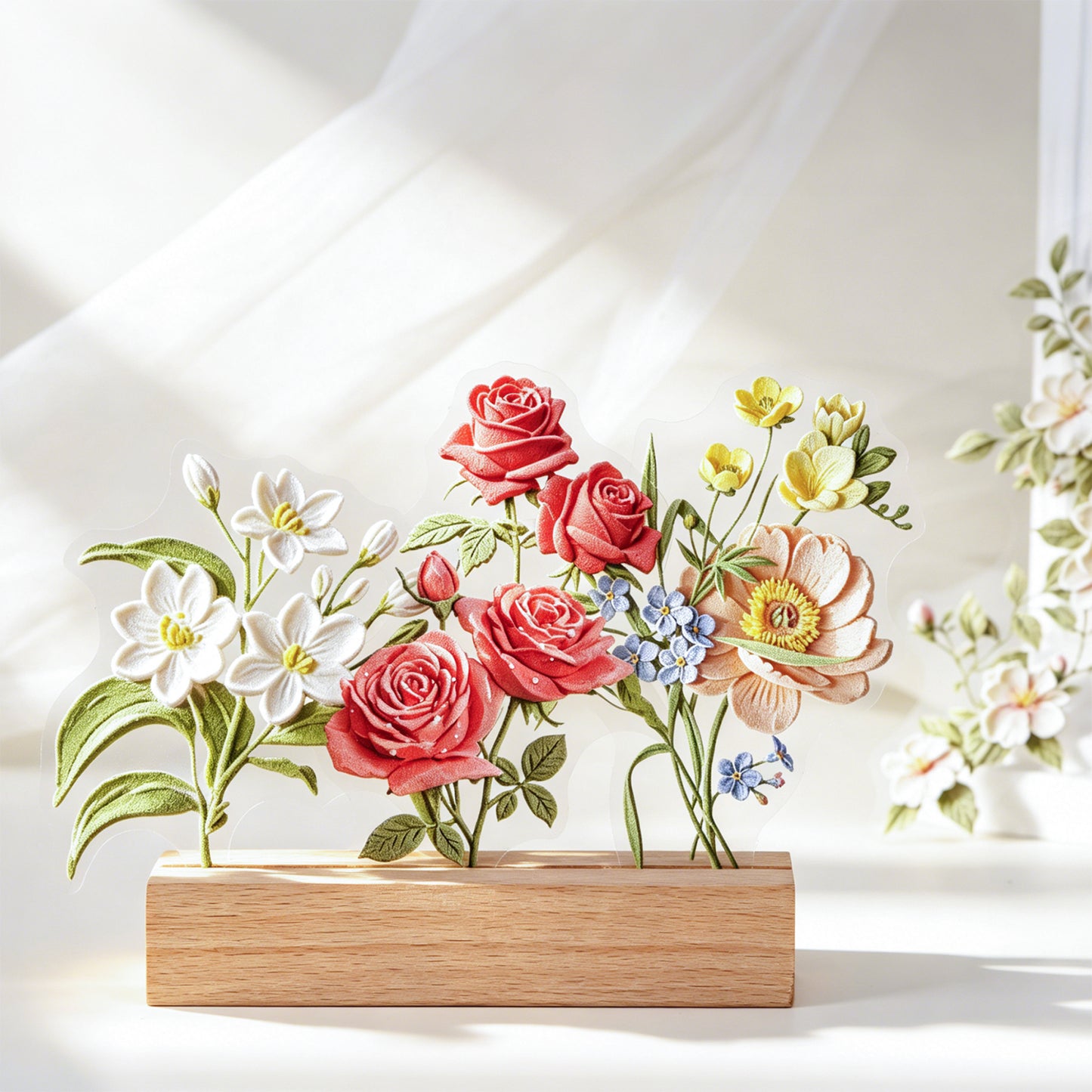 Texture Flower Collection Sticker 10pcs