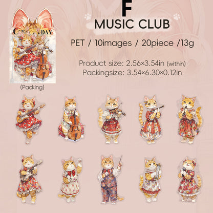 The Cat's School Day Sticker 20pcs