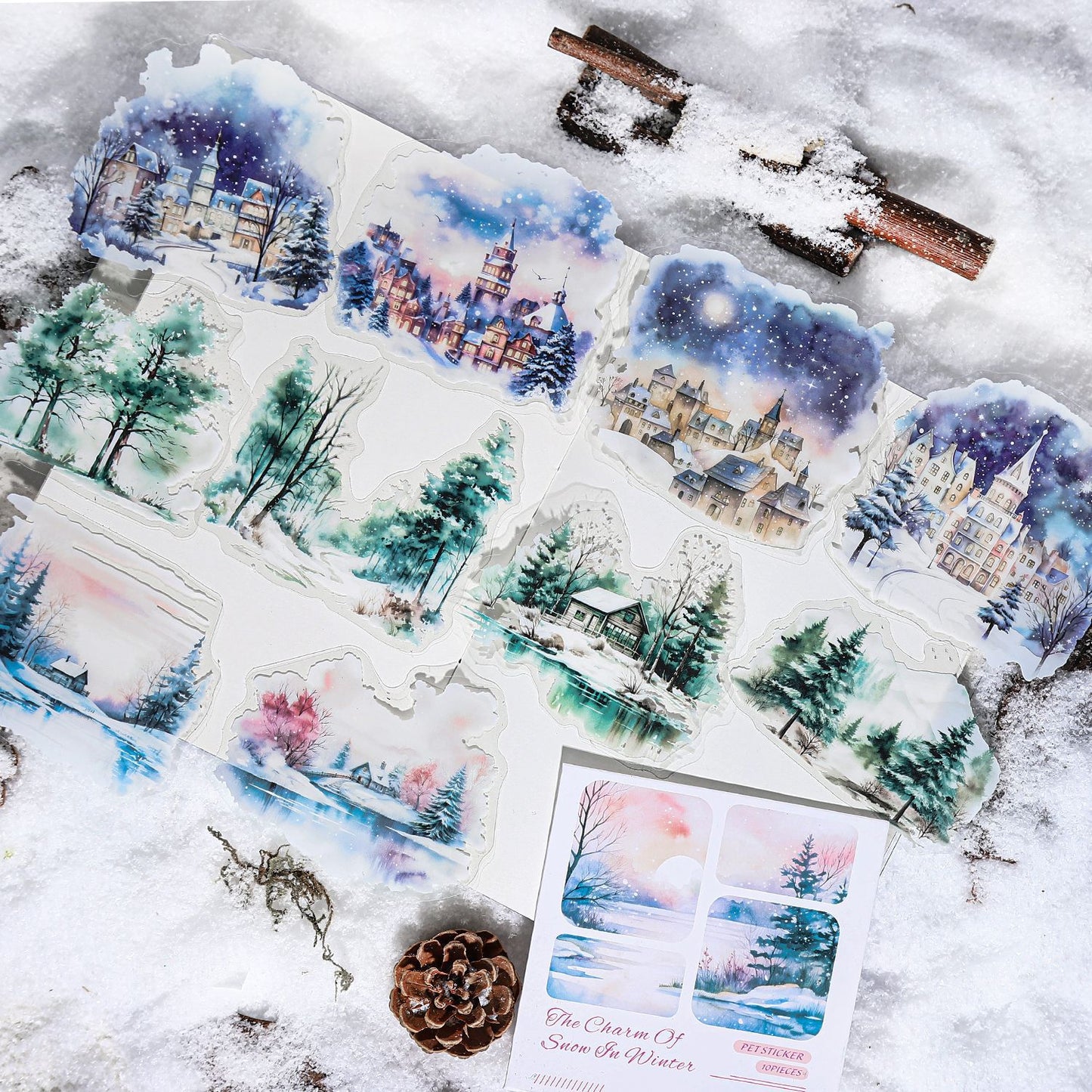 The Charm of Snow in Winter Stickers 10pcs