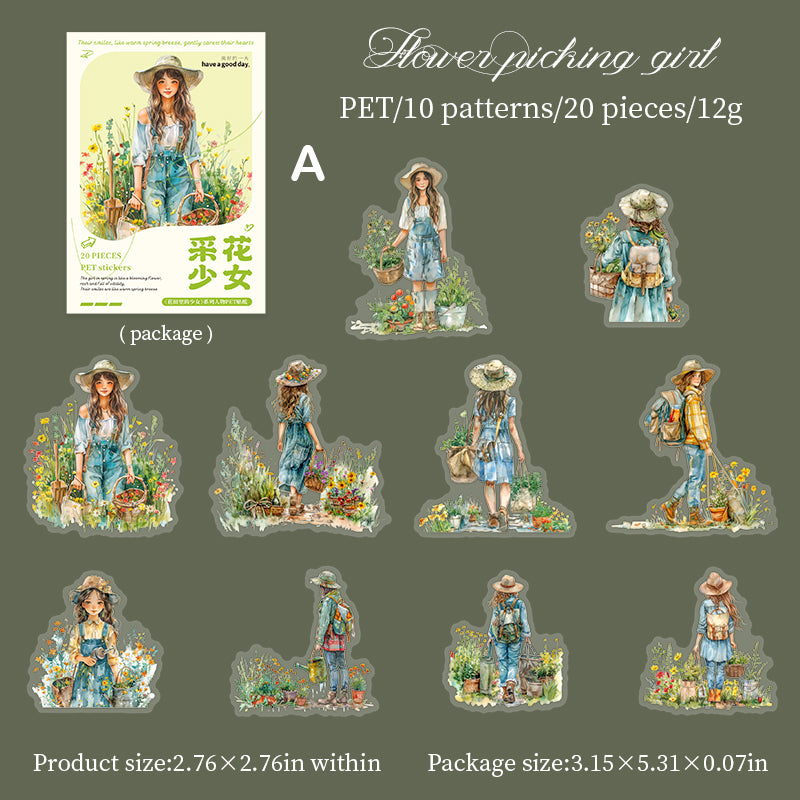 The Girl in The Flower Field Sitcker 20pcs
