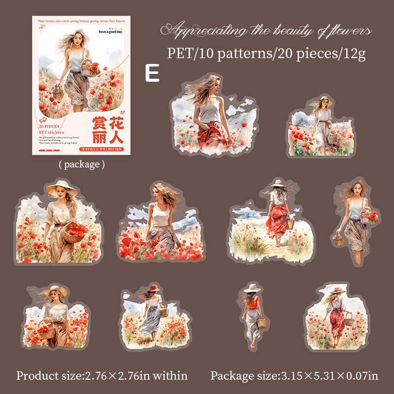 The Girl in The Flower Field Sitcker 20pcs